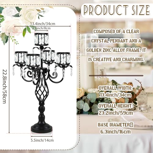 Black 5 Arm Crystal Candlestick Holder B2024