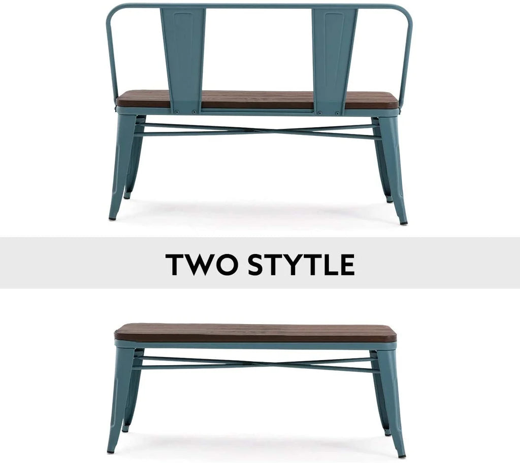 Metal Bench with Wood Seat F4968