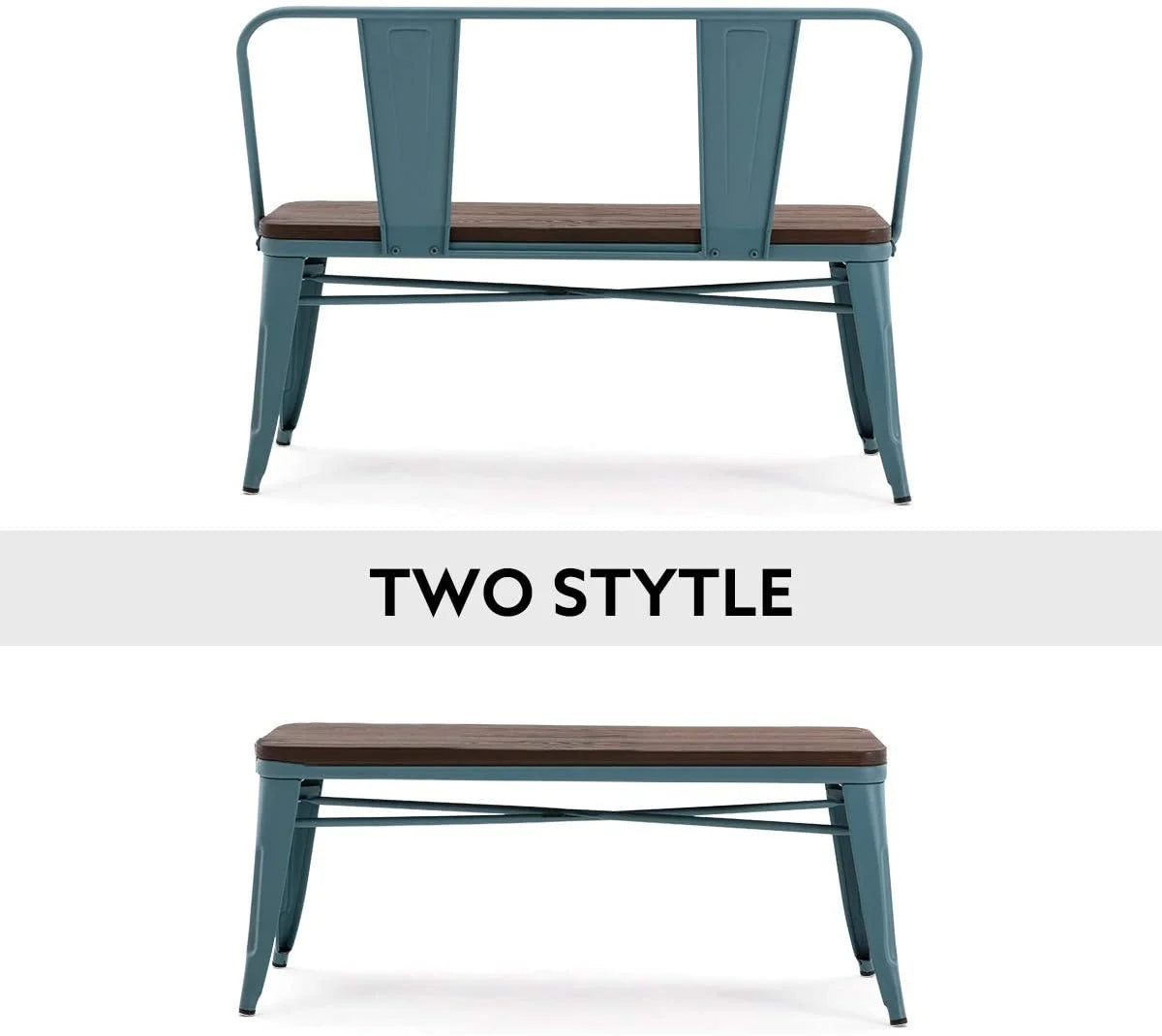 Metal Bench with Wood Seat F4968