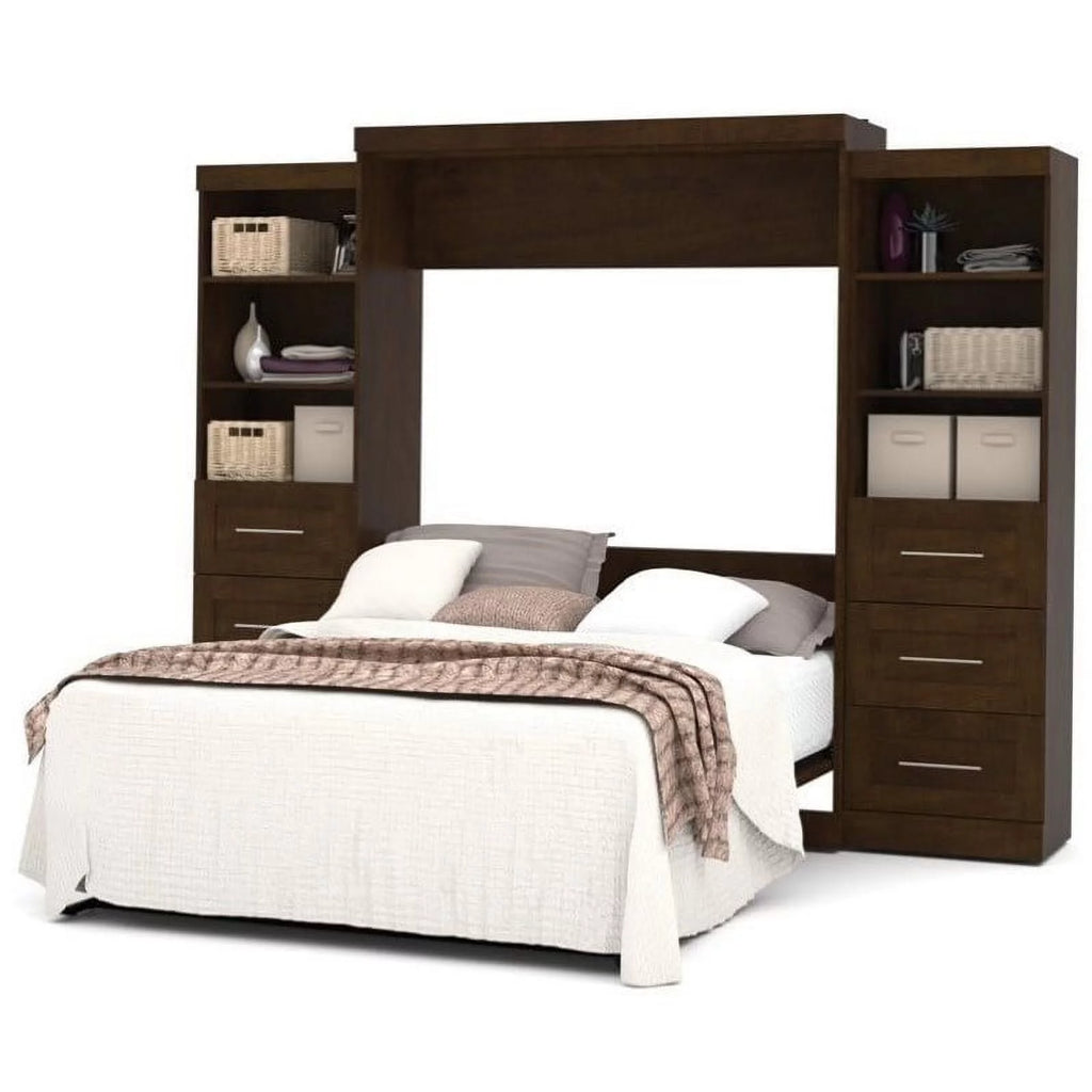 Queen Wall Bed with Storage and 3 Drawer Set O863252