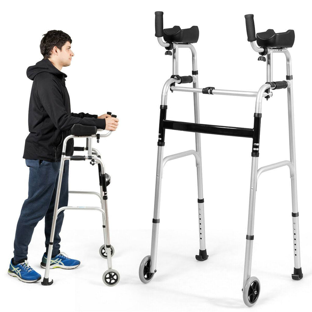 Folding Height Adjustable Walking Frame with Armrest Y711