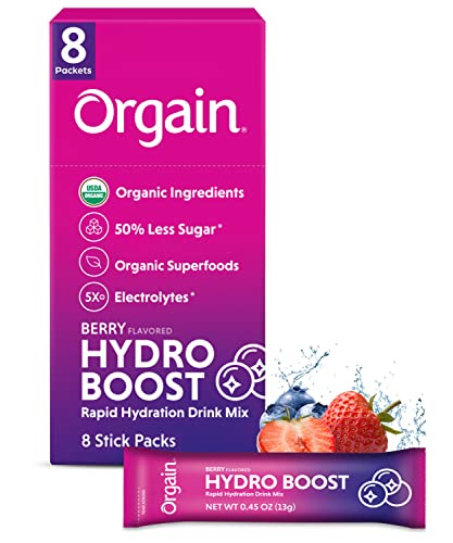 Organic Hydration Packets Electrolytes Powder Berry 8 Count U36604