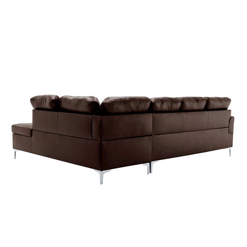 Brown Faux Leather Sectional Sofa R59545