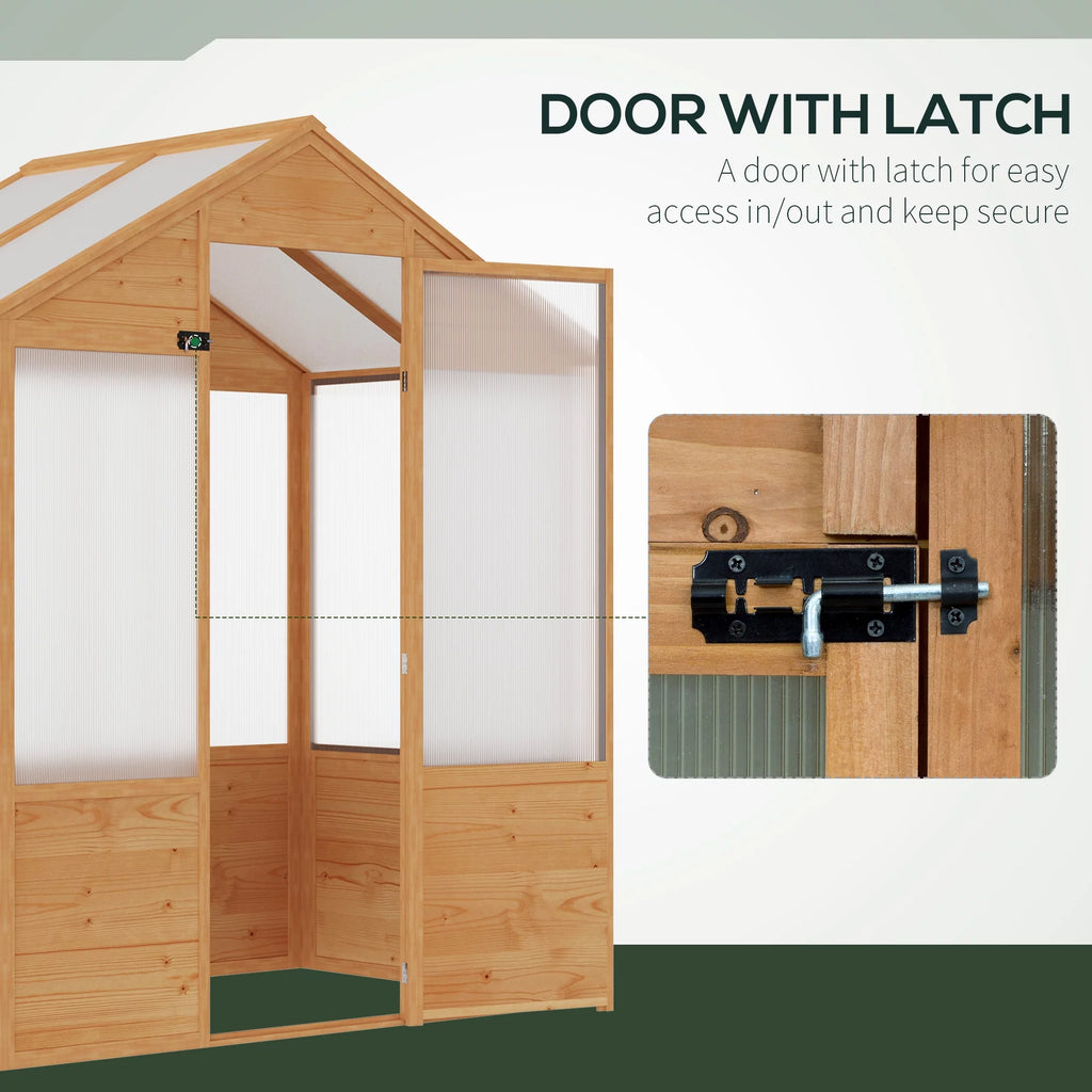 Natural Polycarbonate Wooden Greenhouse X26170