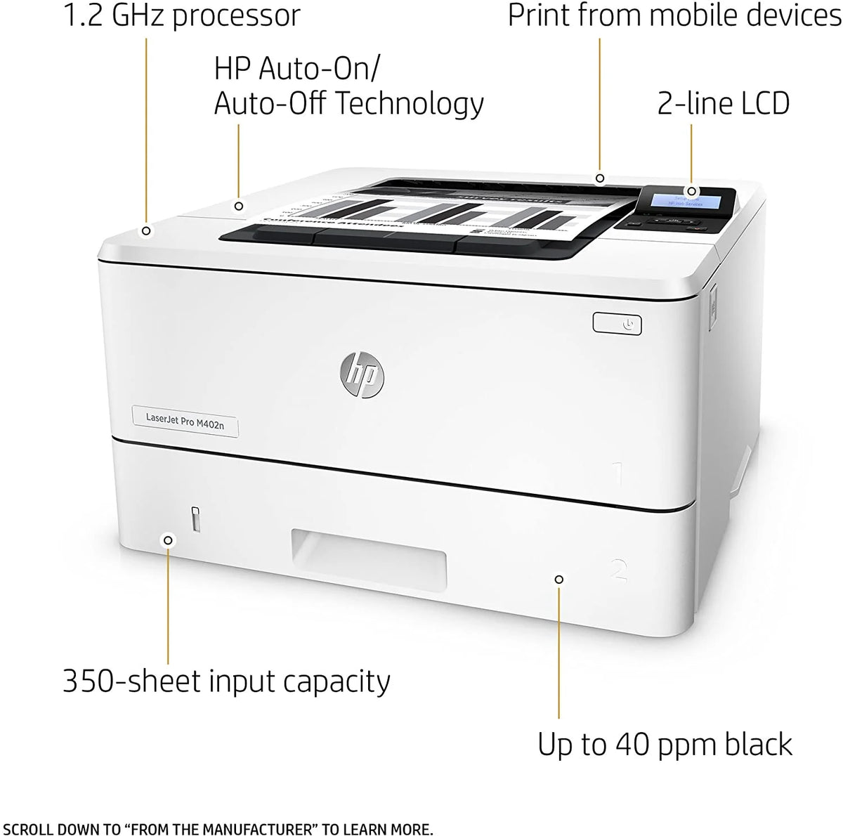 LaserJet Pro M402n Laser Printer with Built-in Ethernet A62576