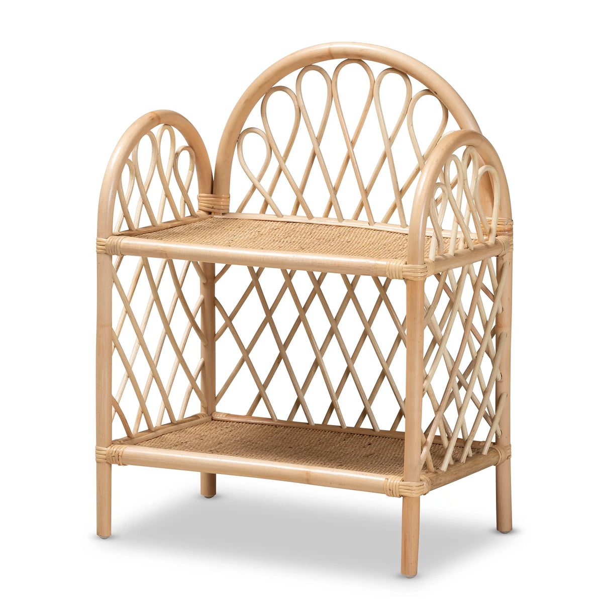 Natural Brown Rattan 2-Tier Display Shelf G534699