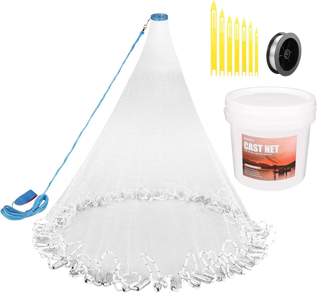Cast Nets with Utility Bucket & Repair Kit F946963