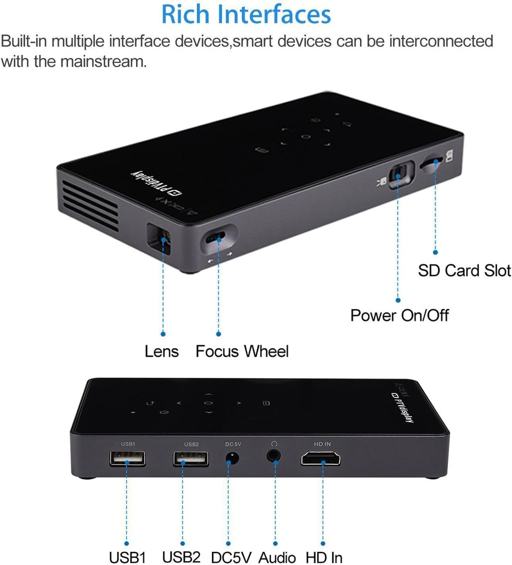 Pocket Portable Mini Projector 1080P DLP Projector Y7655