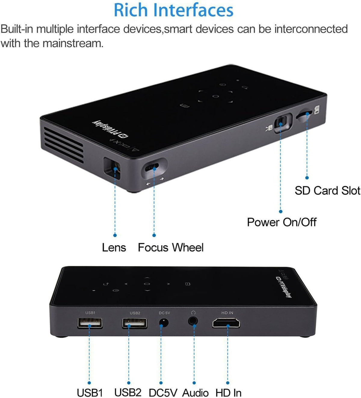 Pocket Portable Mini Projector 1080P DLP Projector Y7655