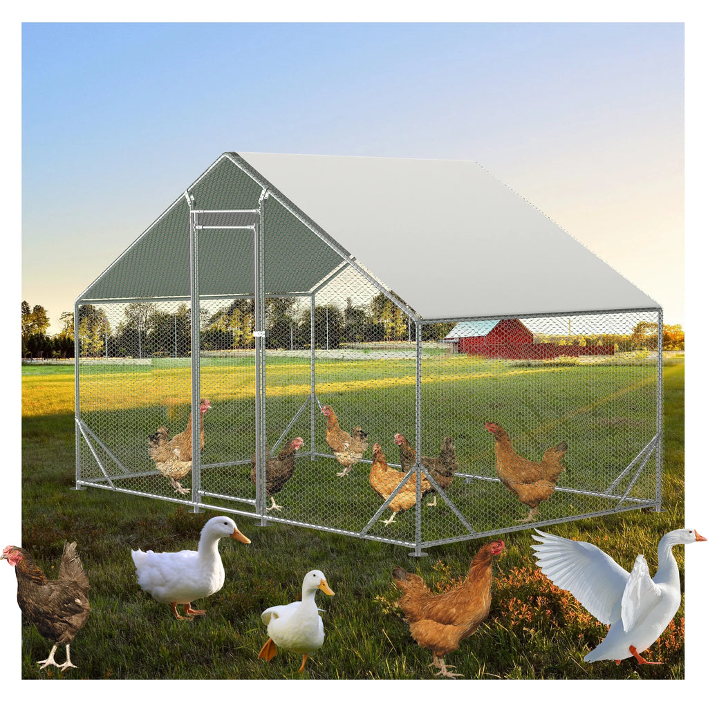 Large Metal Chicken Coop with Waterproof Cover I353328