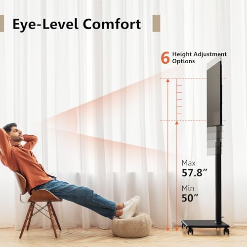Rolling TV Stand for 32 to 65 Inch TVs with Swivel Mount V69098