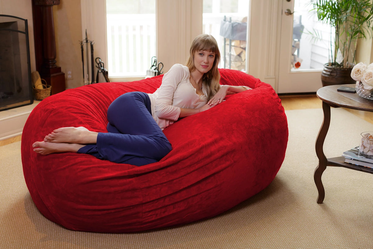 Memory Foam Lounger with Ultra Fur Cover, 6 ft, Ultra Fur Red T739
