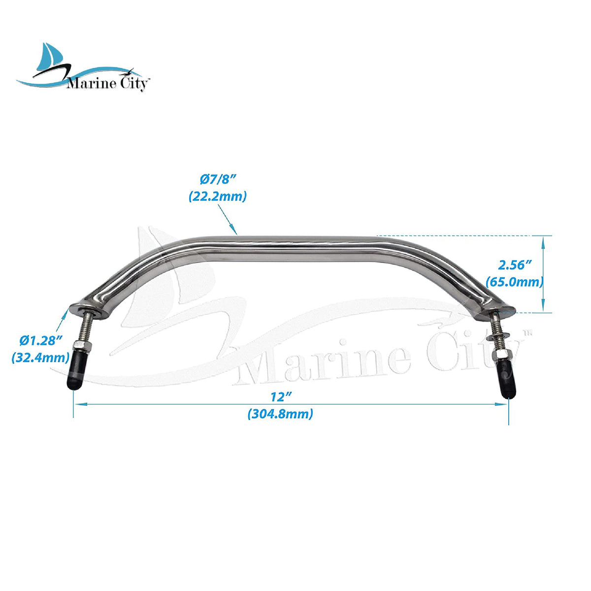 18 Inches 304 Stainless-Steel Handrail Grab Rail Handle with Double End Studs U92419