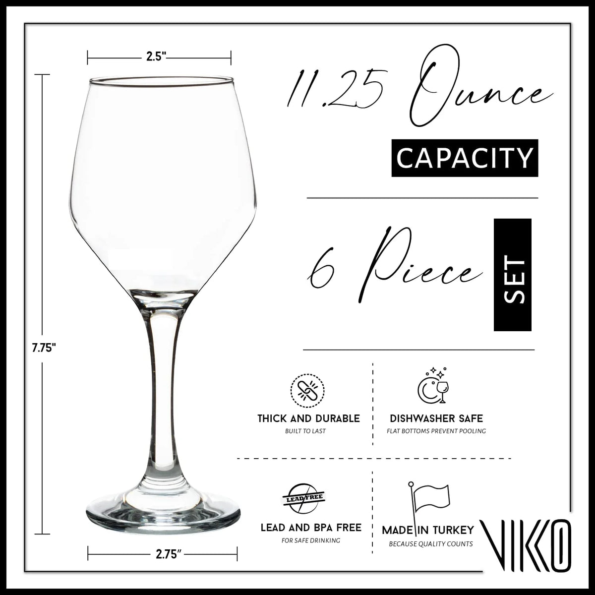 Stemmed Wine Glasses Set Of 6 G5093