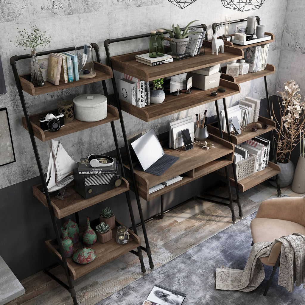Vintage Grey Oak 3-Piece Desk and Display Shelf Set N62209