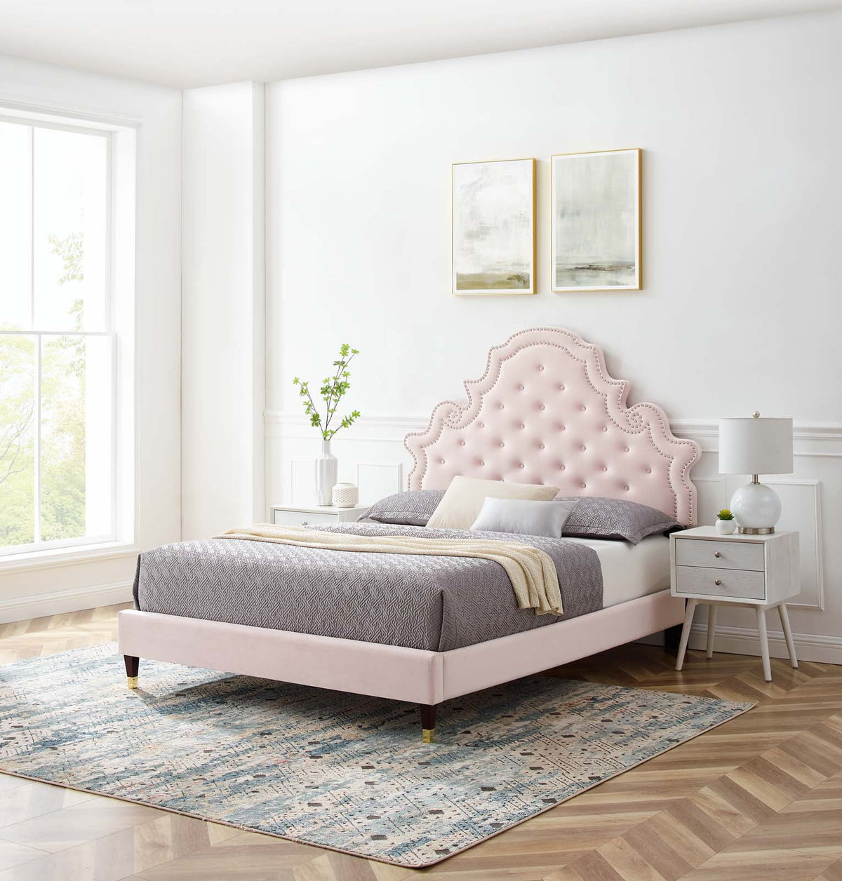 King Platform Bed in Pink P600438