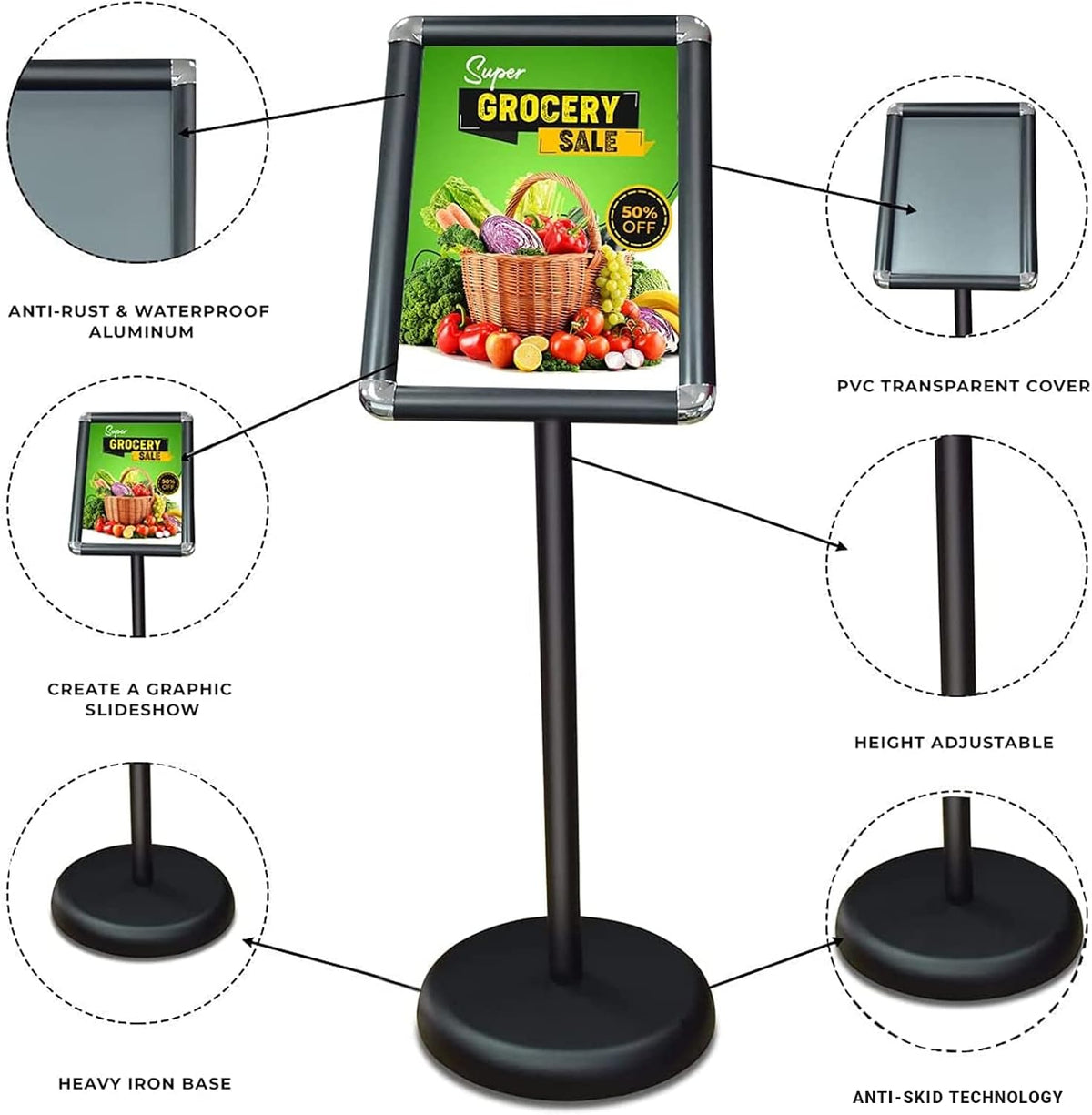 Adjustable Poster Sign Holder Aluminium Frame 8.5 x 11 Inches H96722