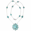 Antique 925 Silver Amazonite Gemstone Necklace 26'' Z5669