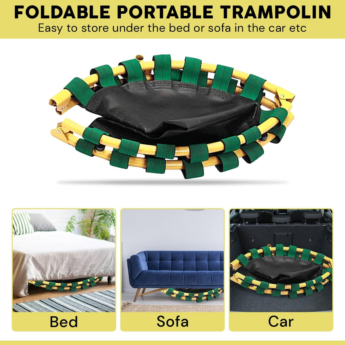Yellow Blue 36 Inch Round Kids Trampoline with Handle Bar, Pack of 2 X392