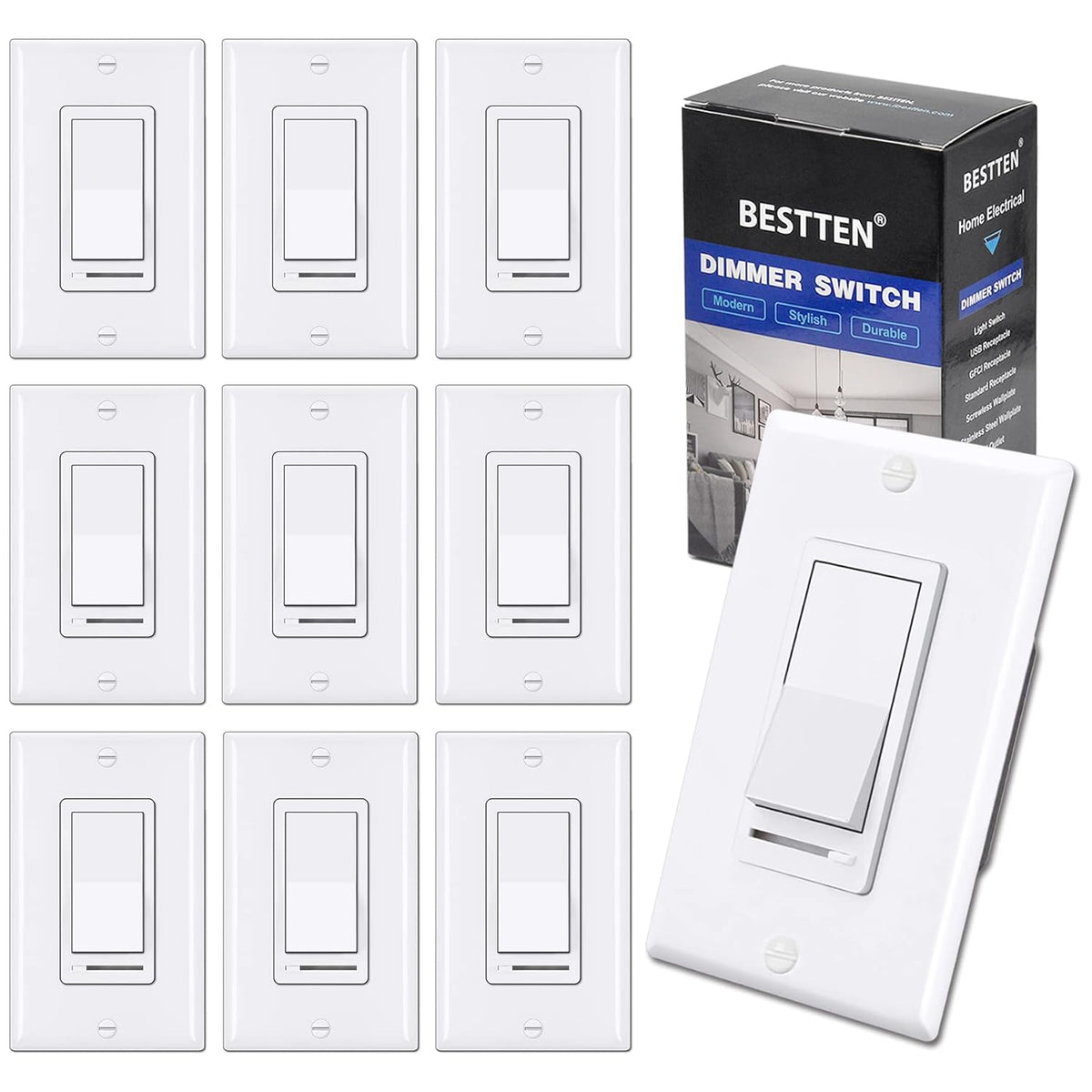10 Pack White Dimmer Light Switch X2709