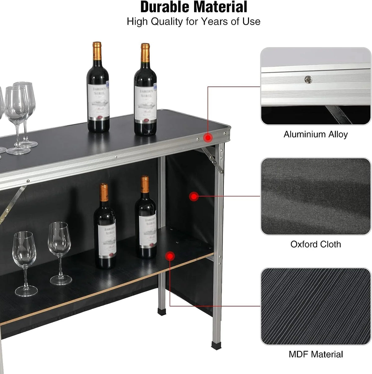 Portable Bar Table with Storage Shelf F341