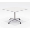 White 42x22 Square Pedestal Table with Casters L1994