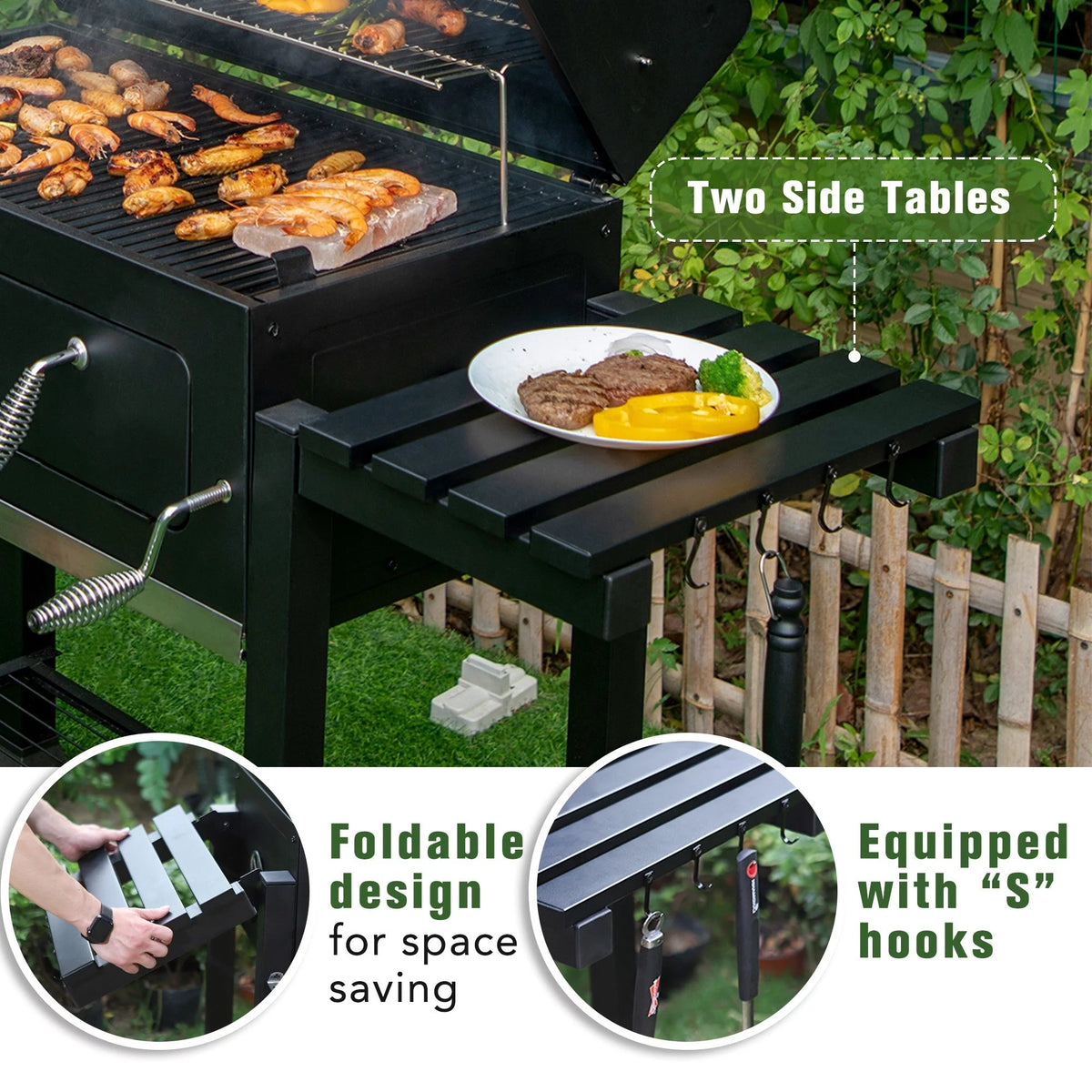 34-inch Portable Charcoal BBQ Grill W505