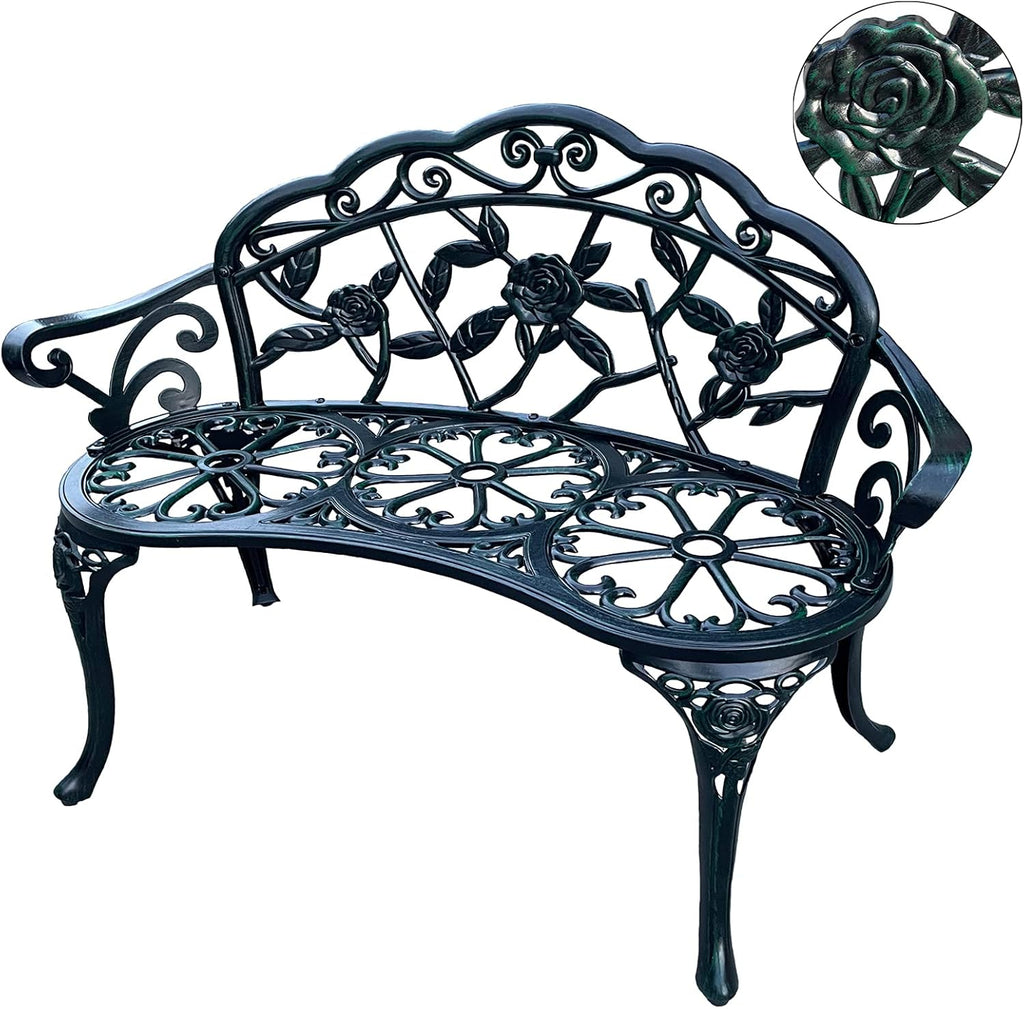 Cast Aluminum Patio Bench with Copper Finish T13063