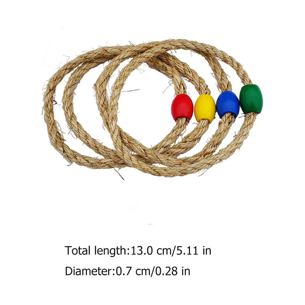 20 PCS Natural Rope Wooden Ring Toss Game Outdoor Playsets G397355