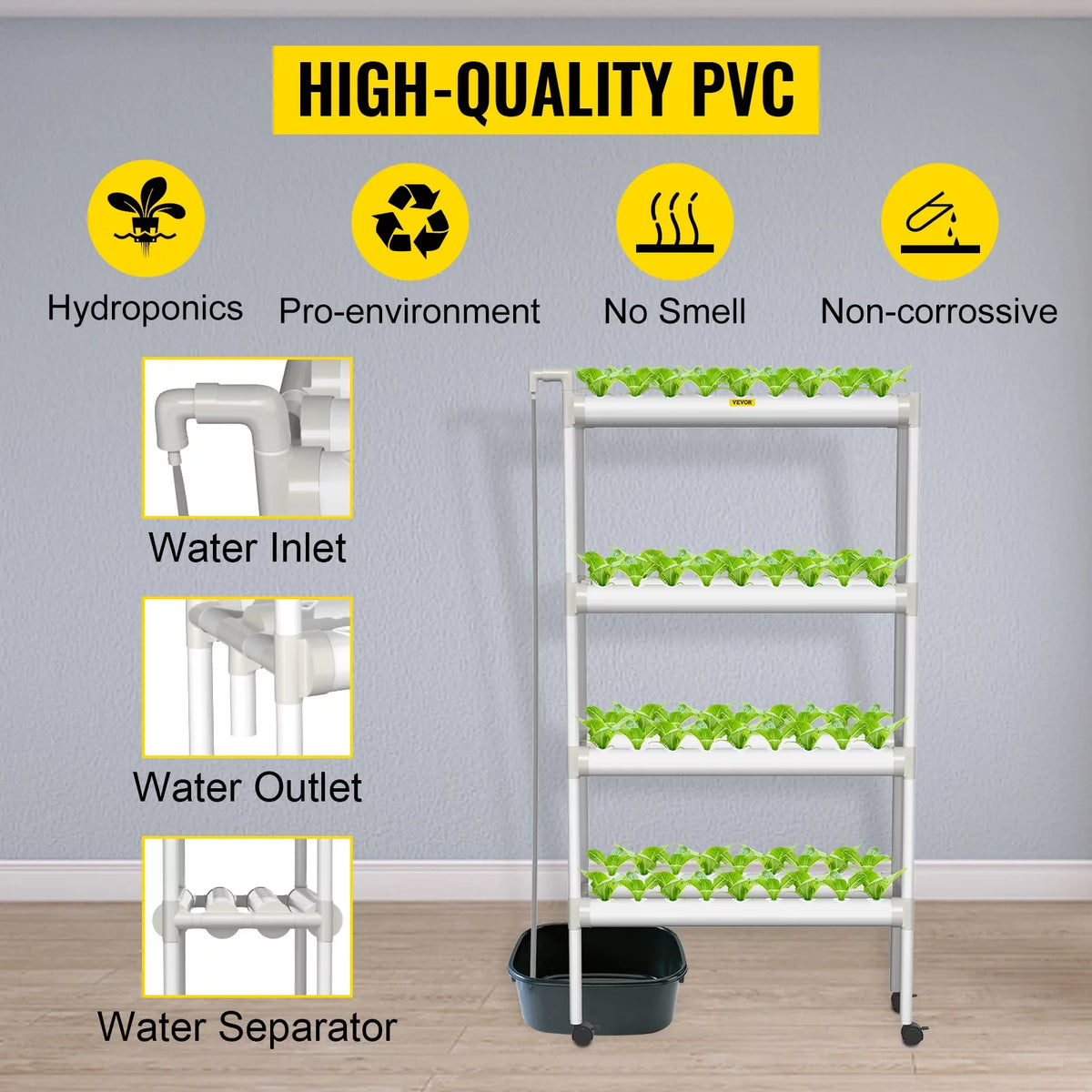 72 Plant Sites 4 Layers 8 Pipes Hydroponic Grow Kit U615511