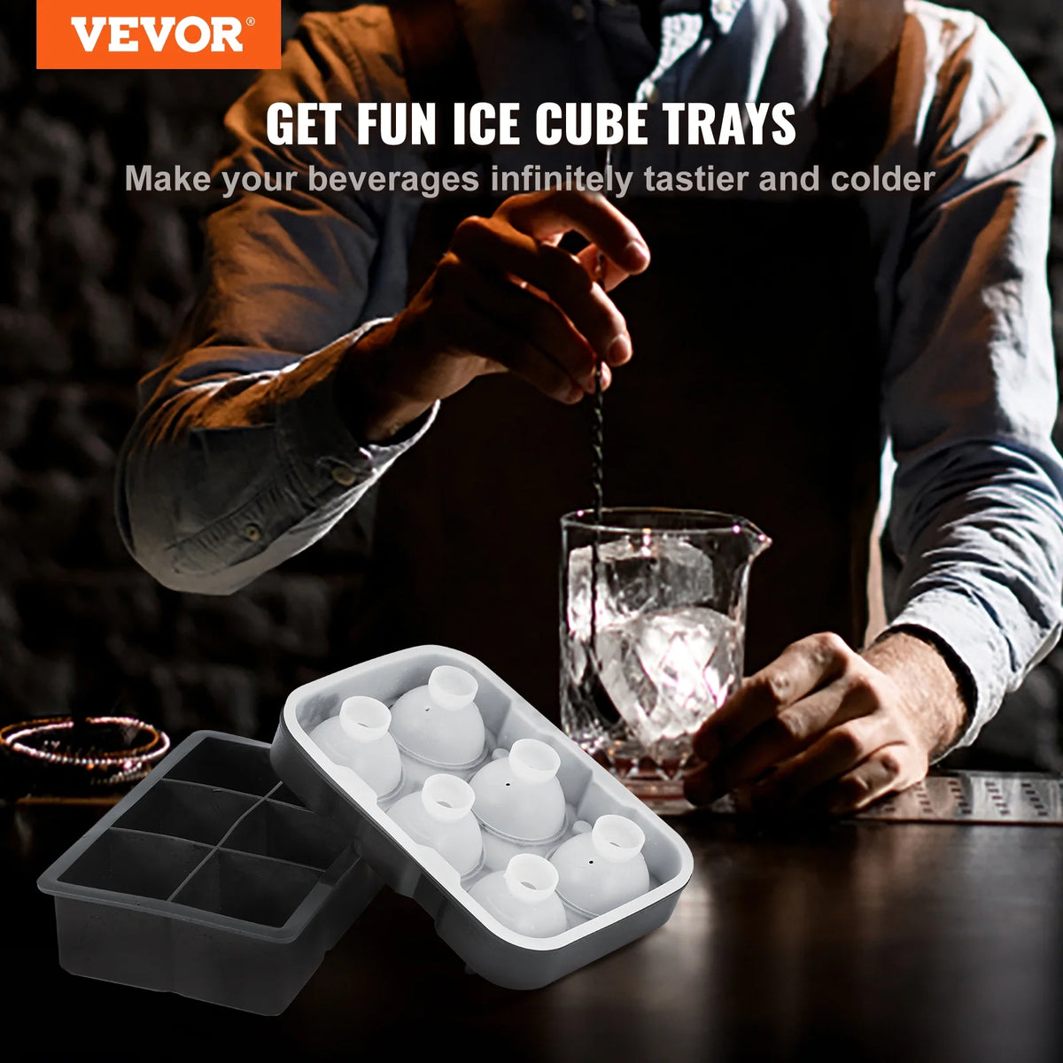 Silicone Ice Cube Tray with Lid 2 Packs E50378