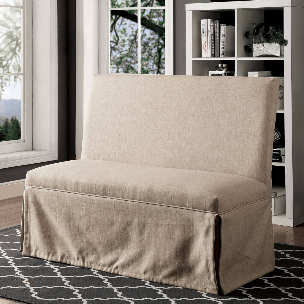 Brown Linen Loveseat Bench M57349