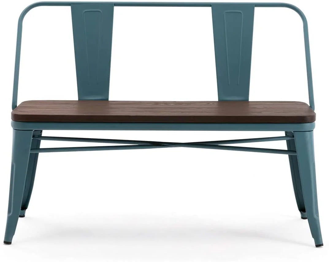 Metal Bench with Wood Seat F4968