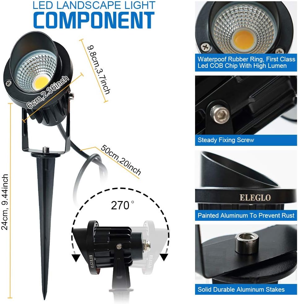 10 Pack 12v 9W LED Landscape Lights, IP65 Waterproof Warm White with Connector O36469