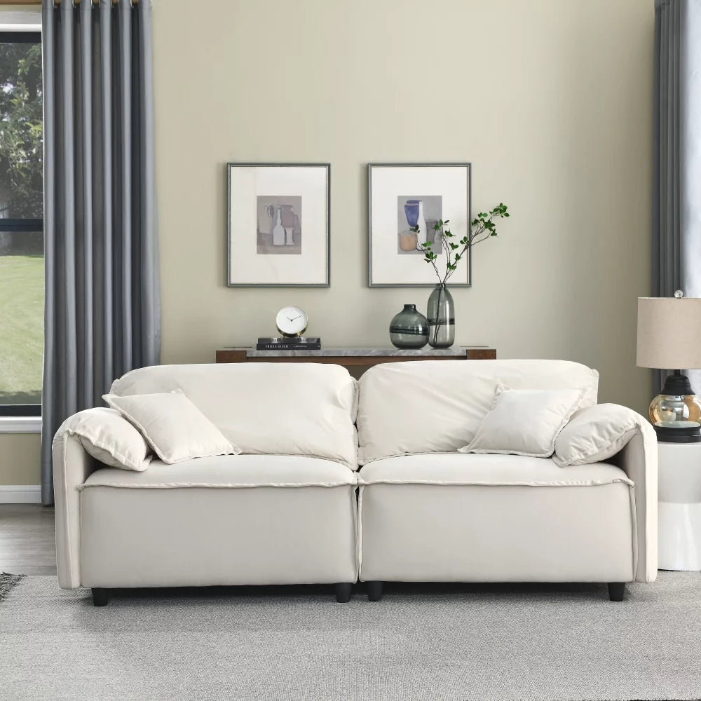Beige Velvet 2 Piece Modular Sofa Set R11011