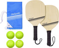 Wood Pickleball Starter Set with 2 Wooden Paddles, 4 Pickleballs & Backpack Tote X5054