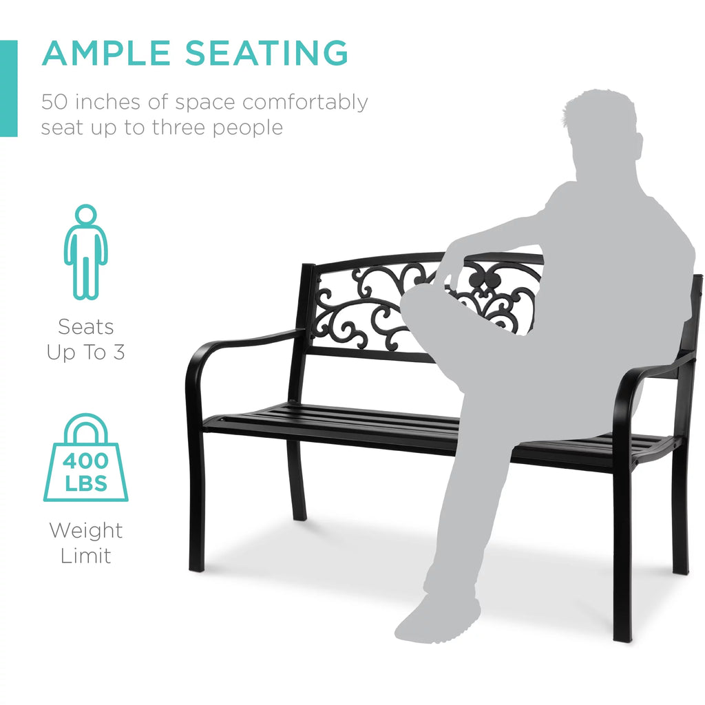 Black Steel Outdoor Bench Z571