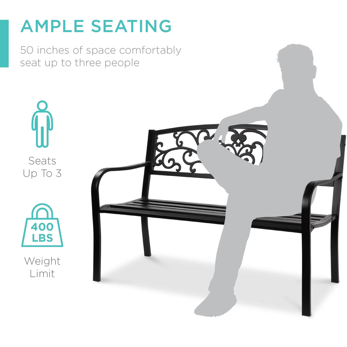 Black Steel Outdoor Bench Z571