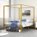 Queen Size Gold Metal Canopy Bed Frame with Headboard J4110