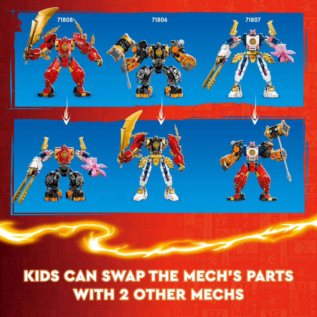 LEGO NINJAGO Kai’s Elemental Fire Mech Action Figure, Mini Ninja Toy with Red Ninja Figure plus Kai and Zane Minifigures, Adventure Set for Boys and Girls Ages 7 and Up G284053