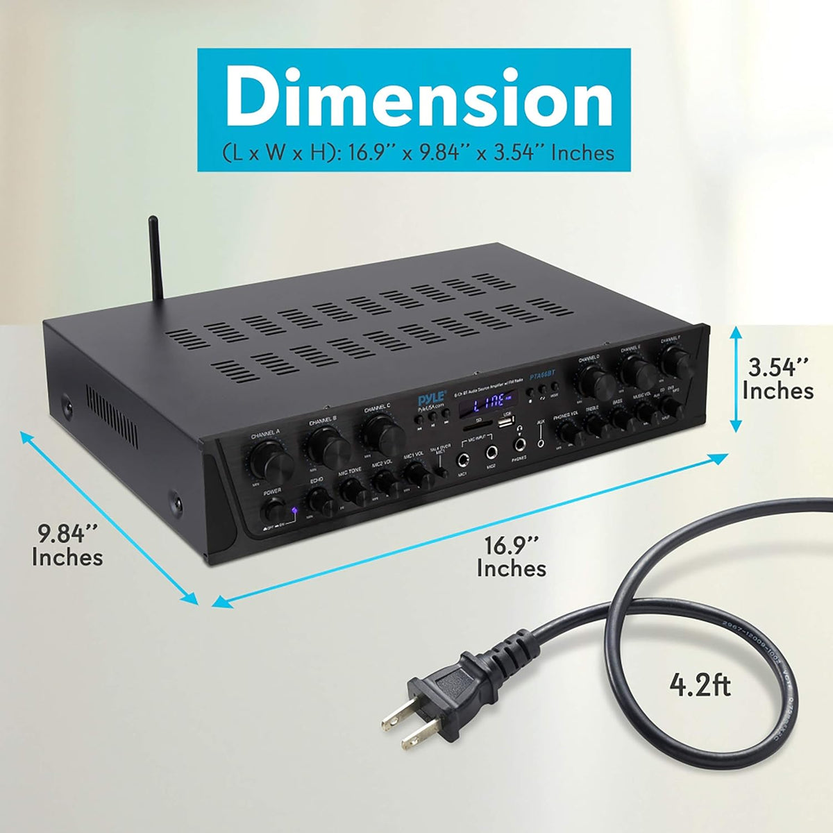 6 Channel 600 Watt Bluetooth Stereo Receiver Amplifier W6359