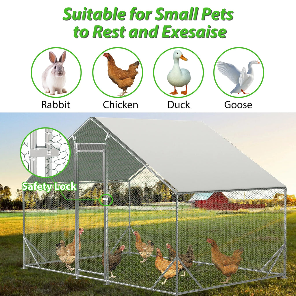 Large Metal Chicken Coop with Waterproof Cover I353328