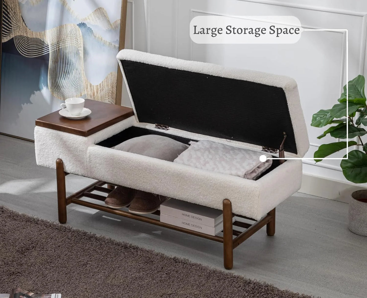 Black Leather Storage Bench with Shoe Rack W609