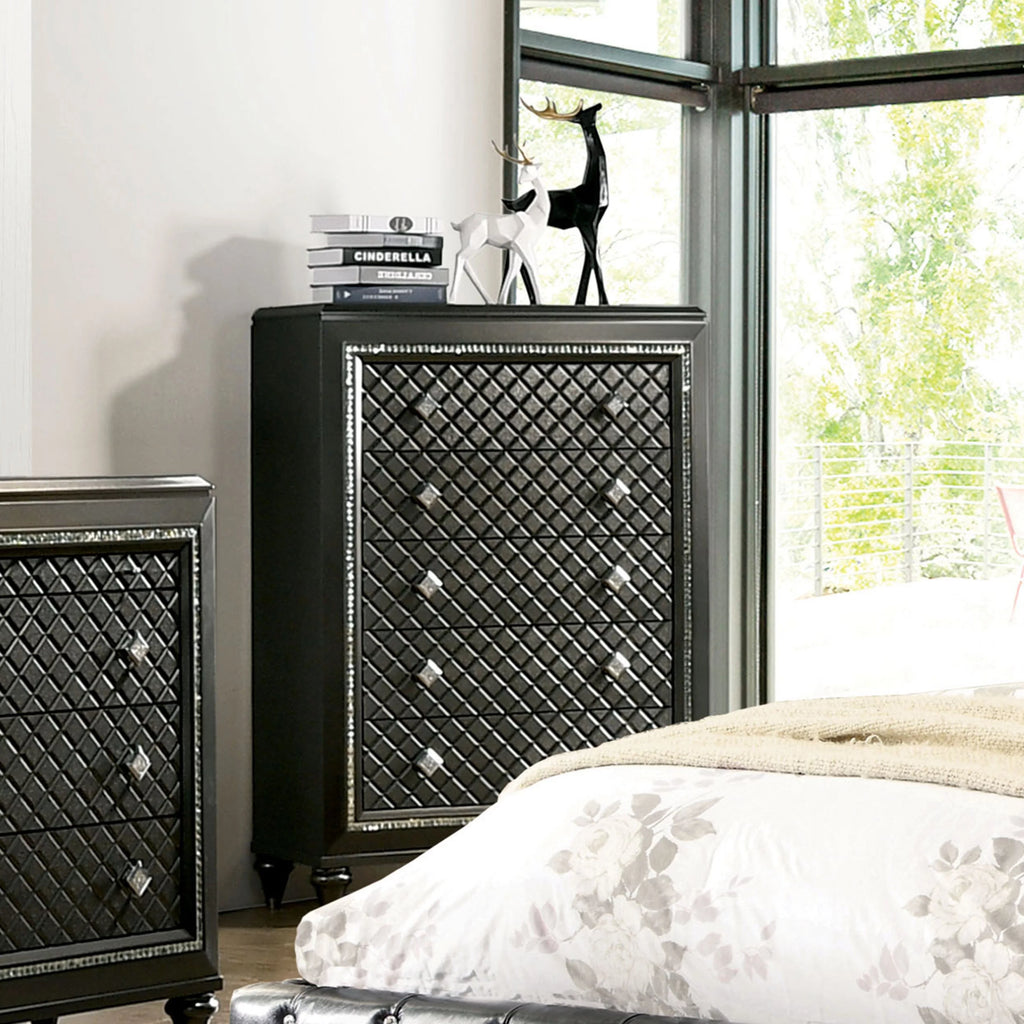 Grey Solid Wood 5-Drawer Chest N31800