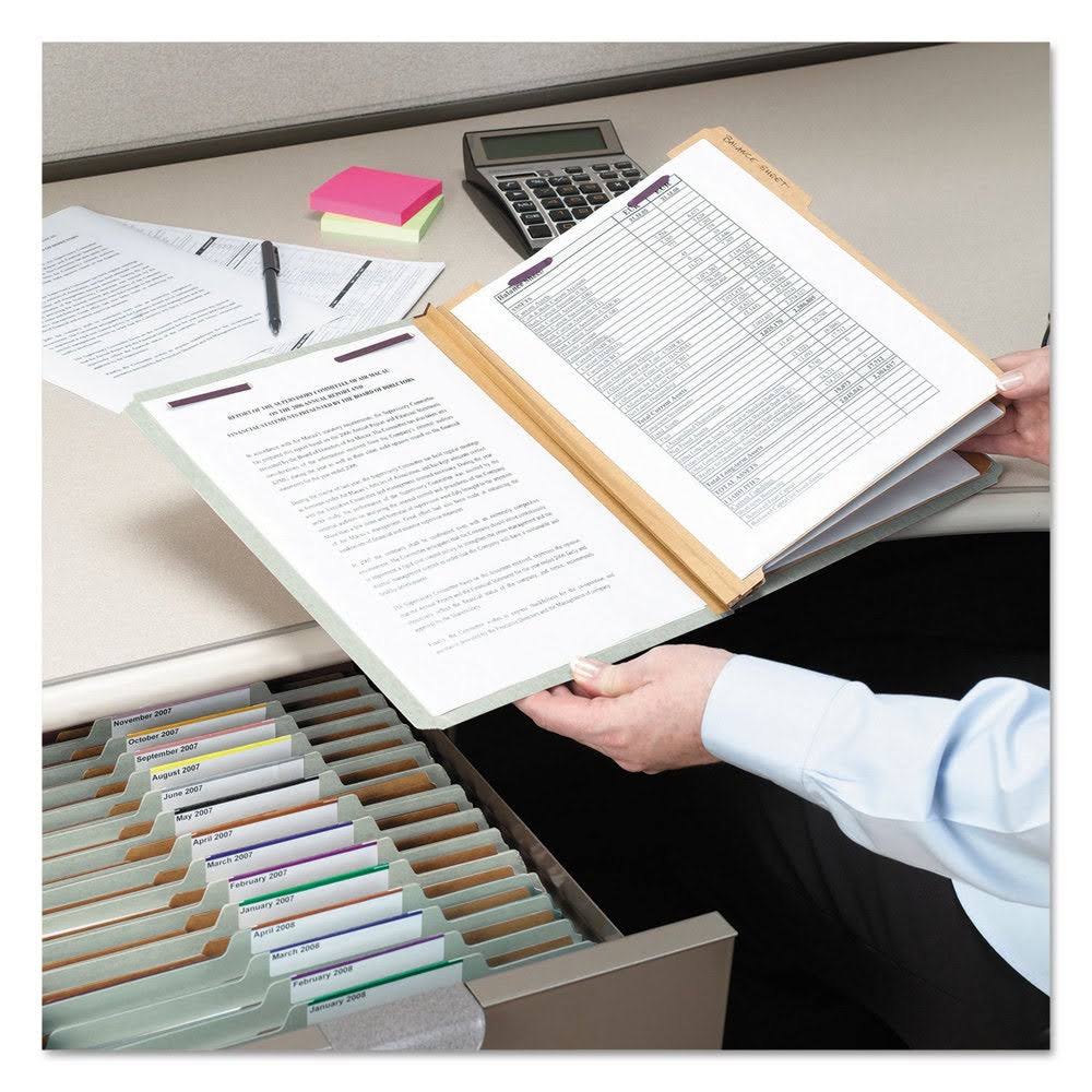 Legal Eight-Section Gray/Green Pressboard Classification Folders 10/Box R639