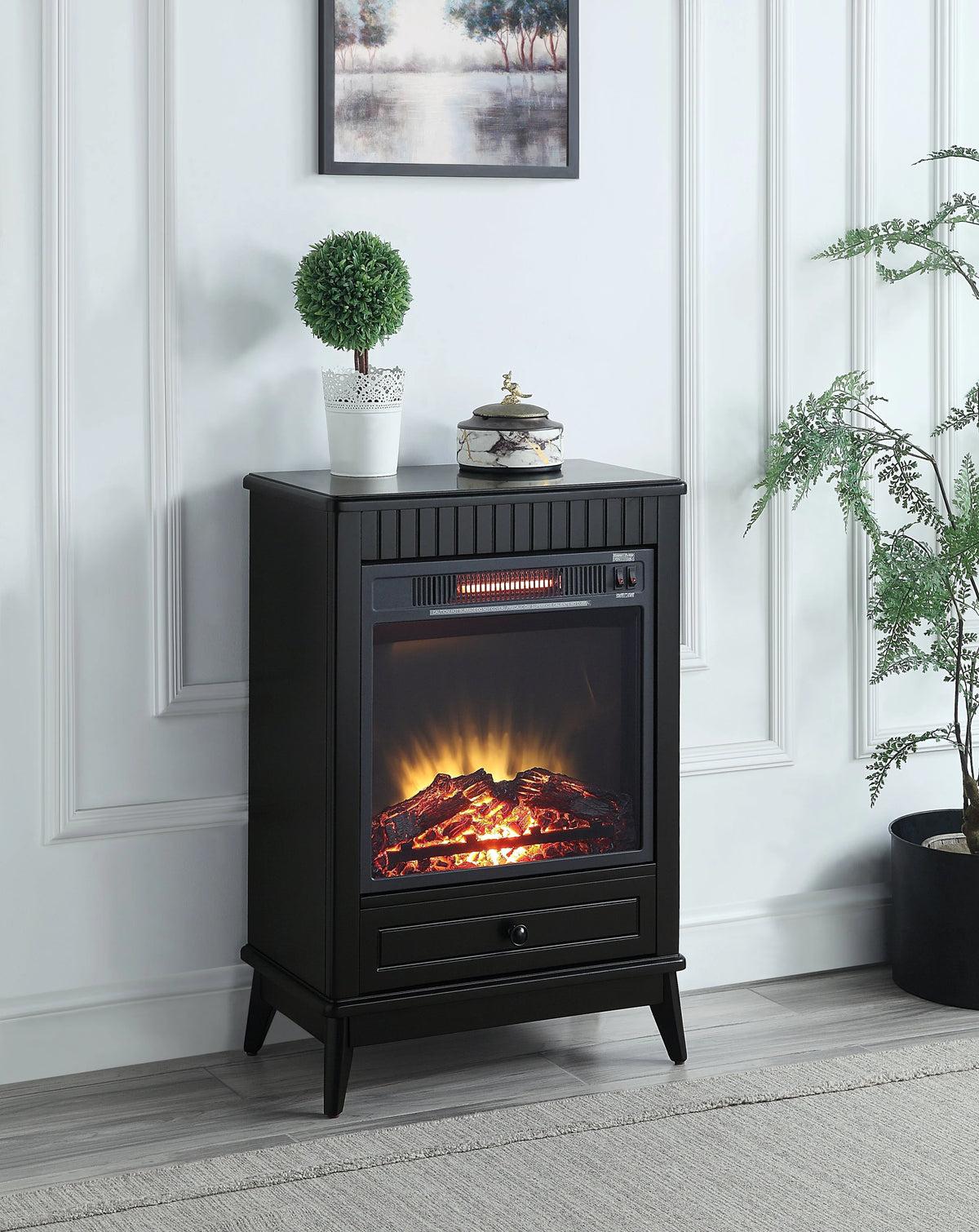 Black Electric Fireplace O7651