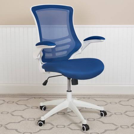 Blue Mesh Ergonomic Task Office Chair with White Frame O60242