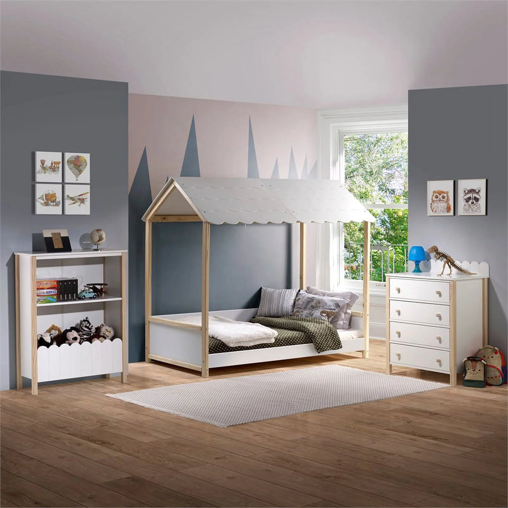 Wood Youth Bookcase in Natural and White W8085