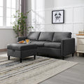 Dark Grey L-Shape Sectional Sofa with Storage Ottoman M82254