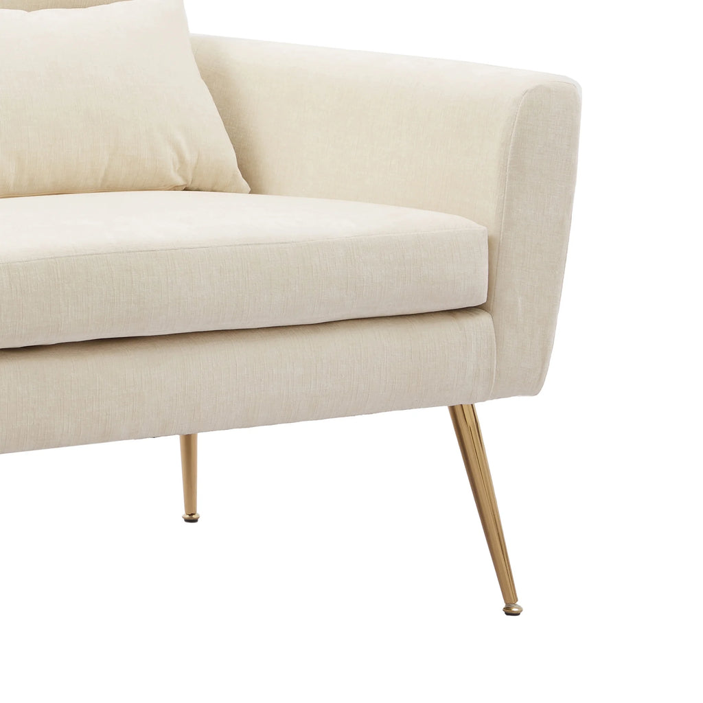 Mid Century Modern Chenille Two-Seater Sofa with 2 Throw Pillows S760350